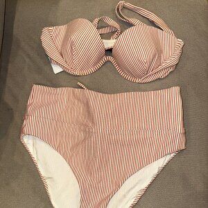 Onia Rosette/White Micro Stripe Bikini